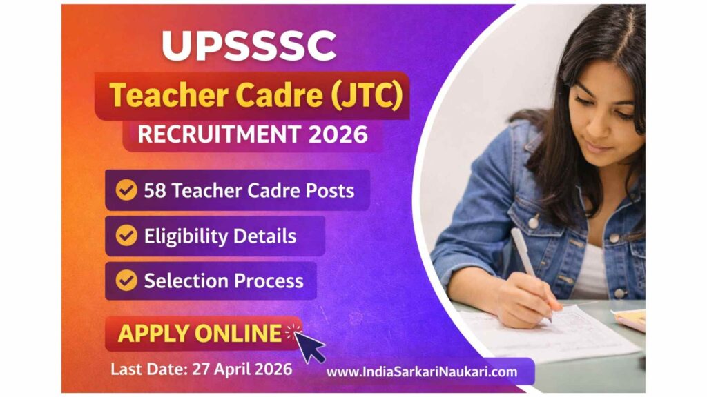 UPSSSC Teacher Cadre JTC Recruitment 2026
