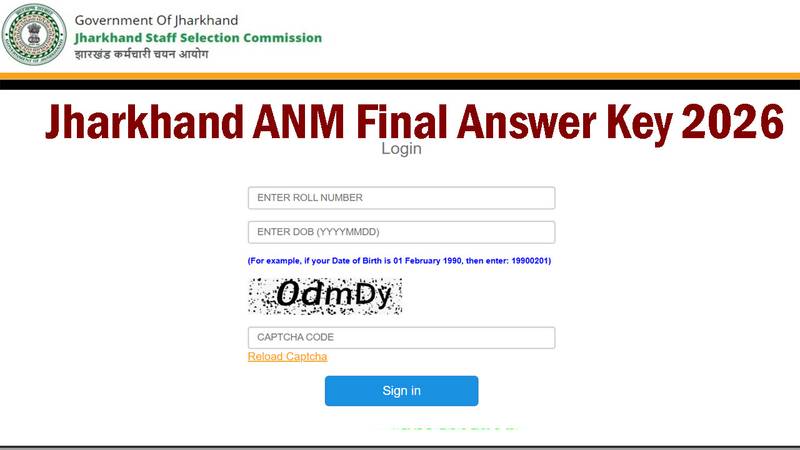Jharkhand JSSC ANM Final Answer Key 2026