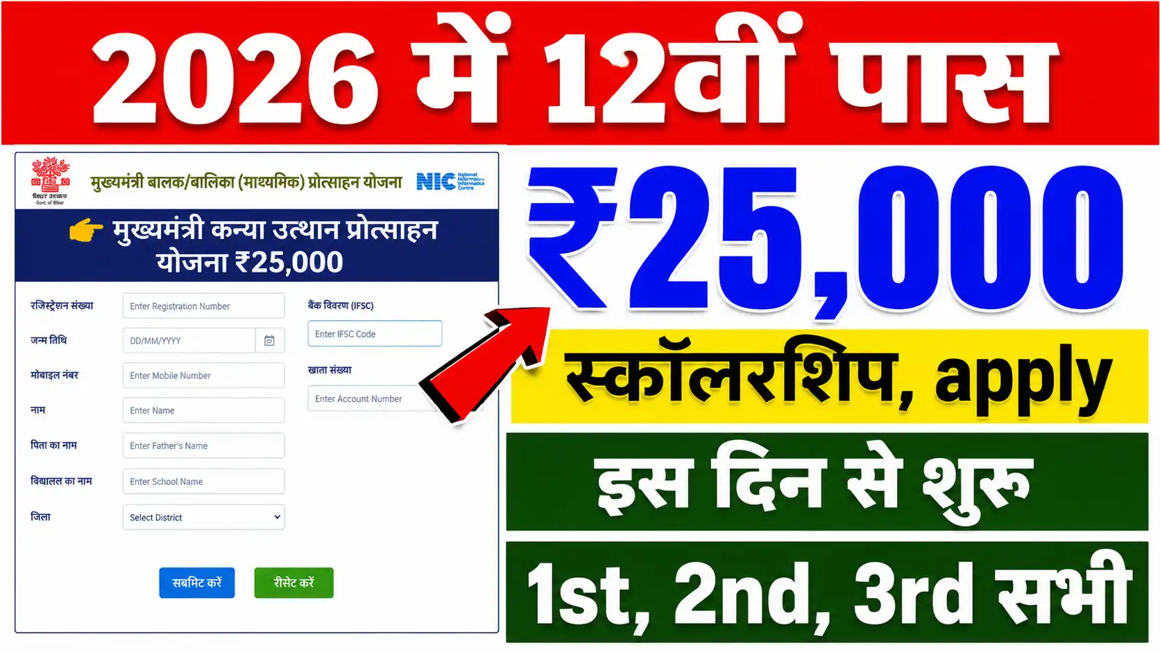 Bihar Board 12th Pass Scholarship 2026